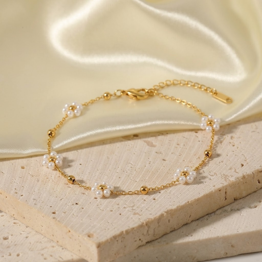 Pearl Flower Gold Bracelet