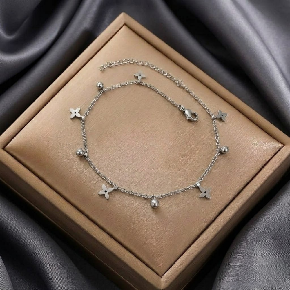 Silver Beaded Blossom Bracelet