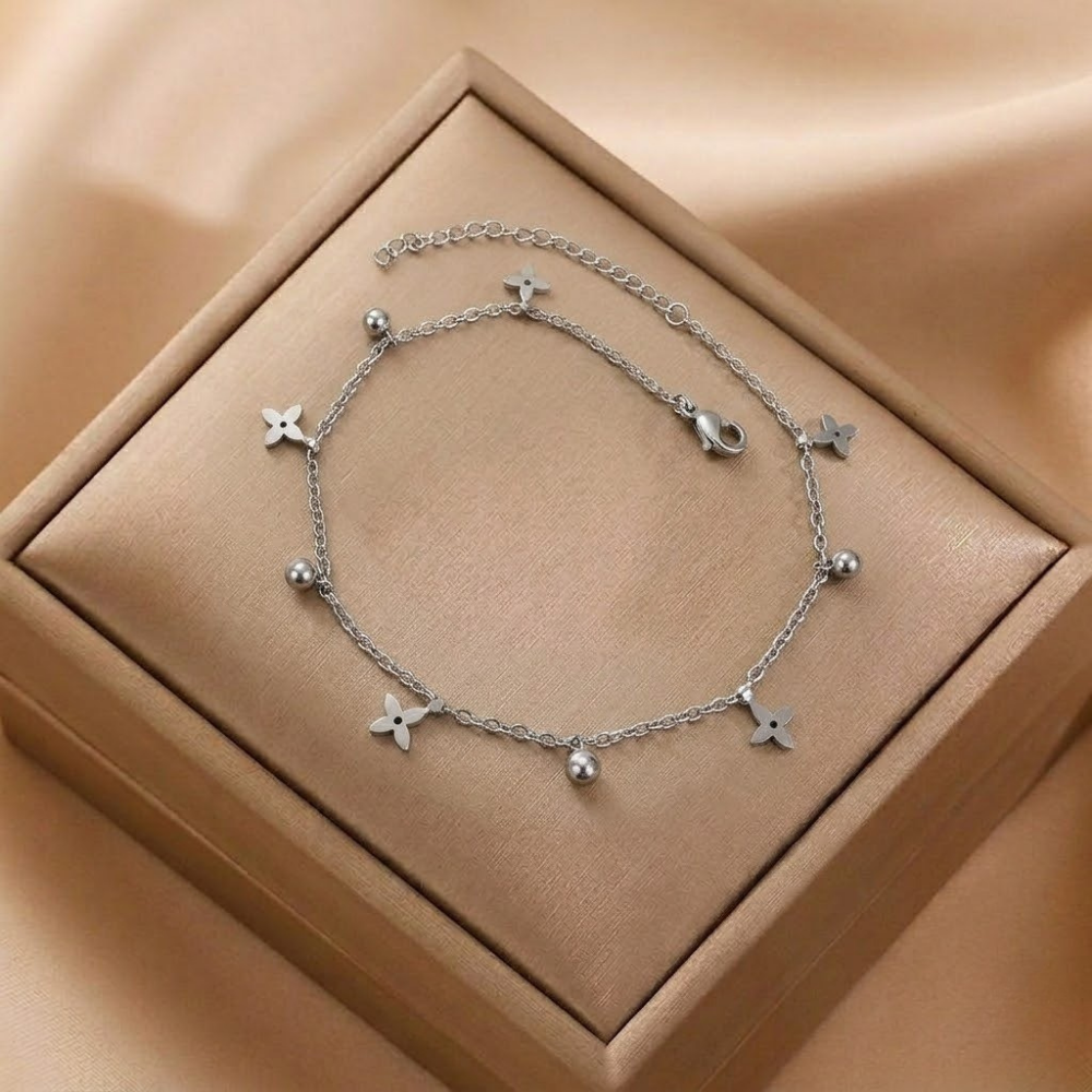 Silver Beaded Blossom Bracelet