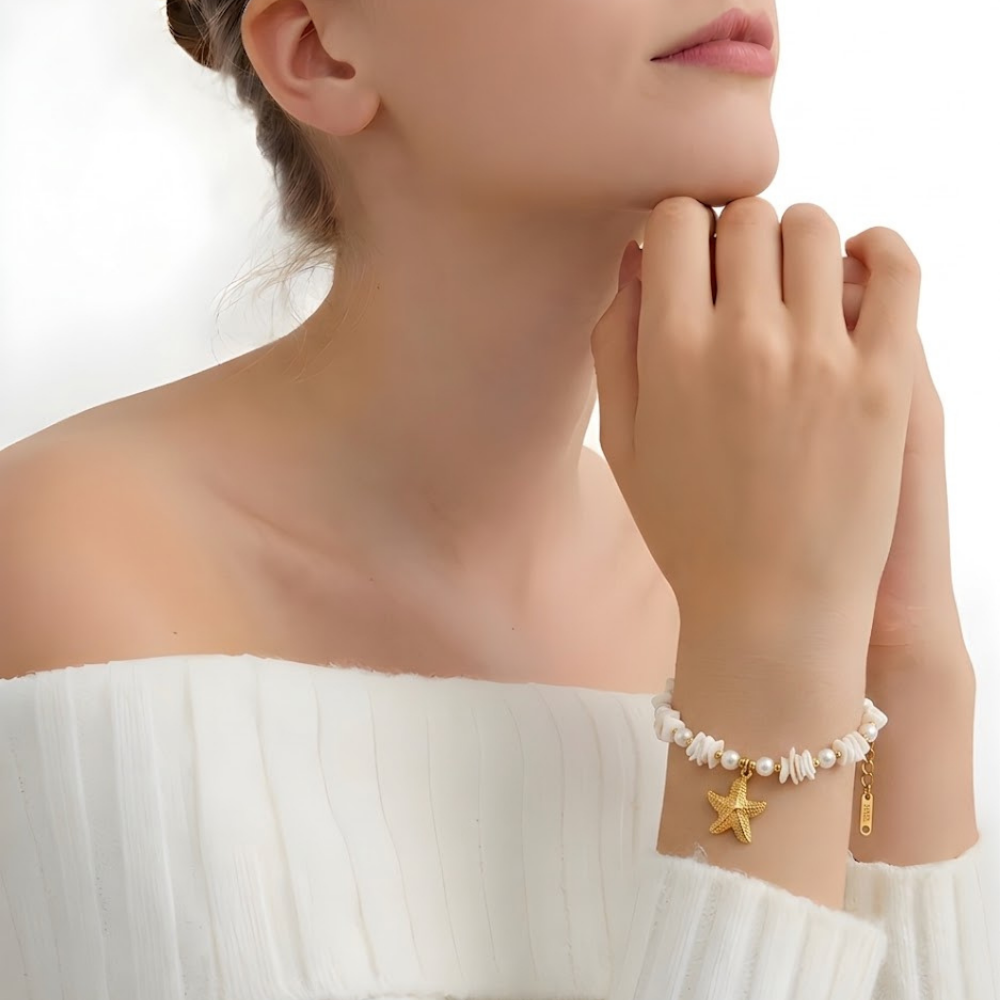 Starfish Shell Pearl Bracelet
