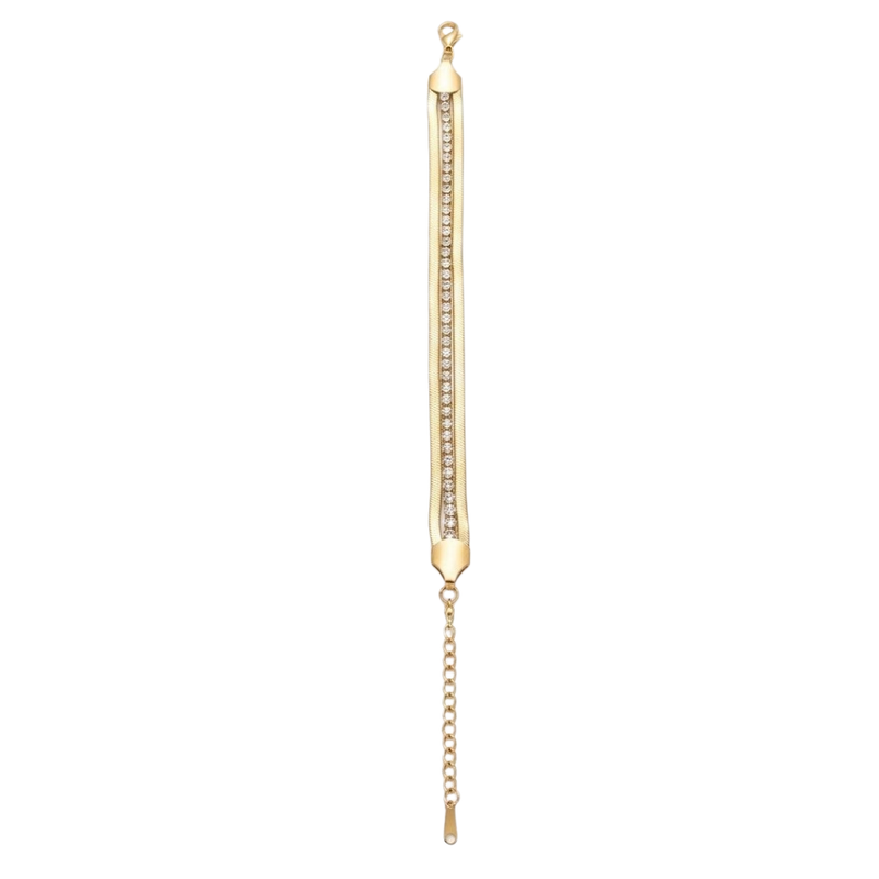 Gold Rhinestone Three Chain Bracelet