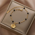 Black Bead Shell Bracelet