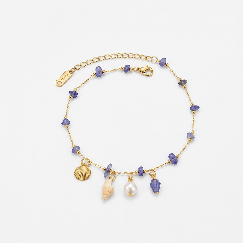 Purple stone seashell Bracelet