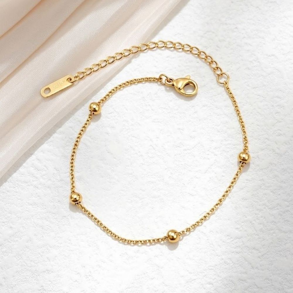 Golden Bead Drop Necklace