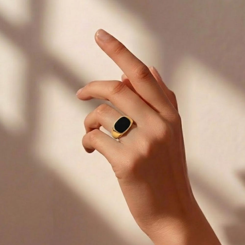 Black Onyx Stone Ring