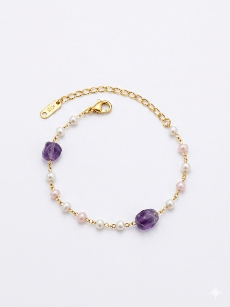 Pearl Purple Stone Bracelet